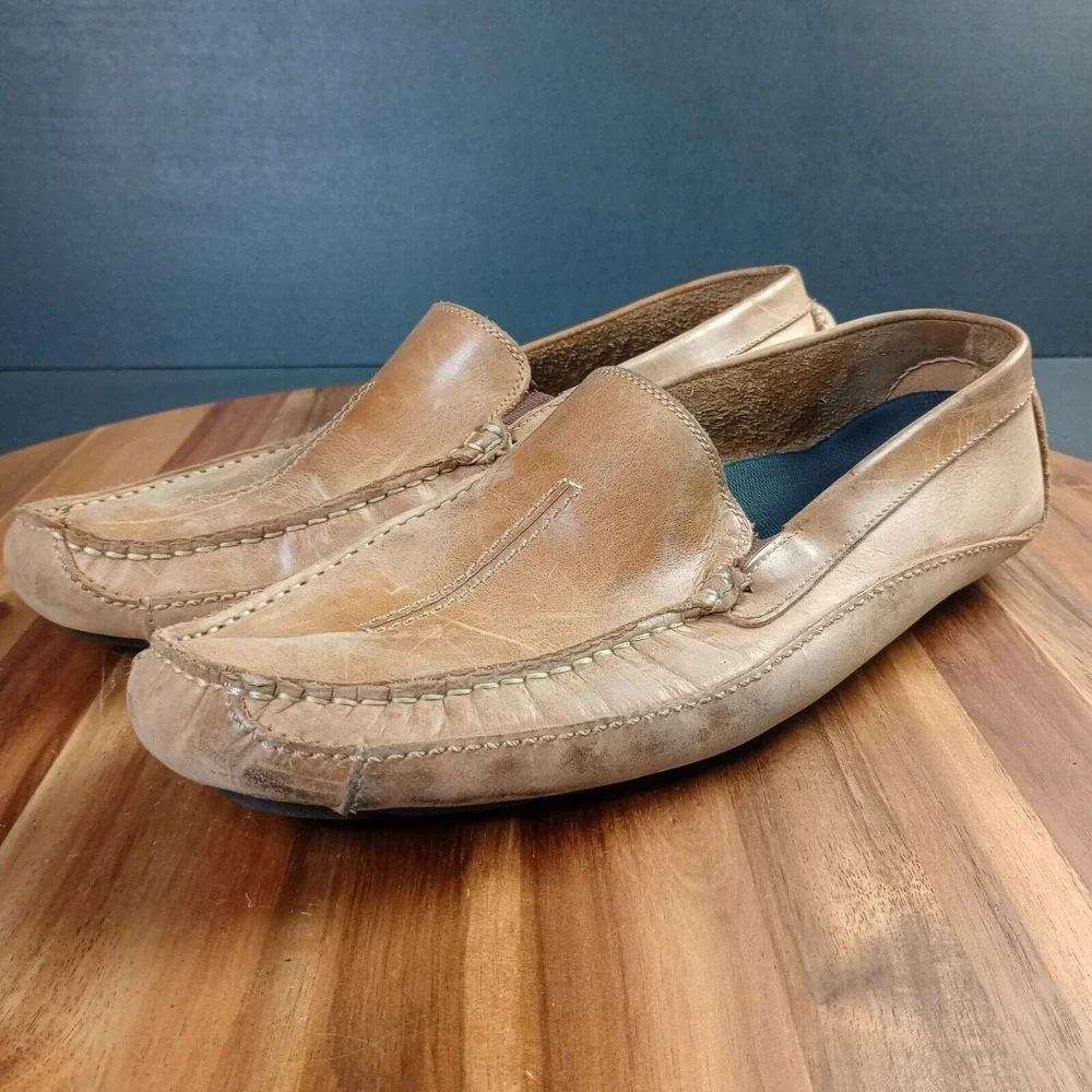 Clarks Driving Shoes Mens 13 M Tan‎ Brown England Mansel Slip On Loafers 87705